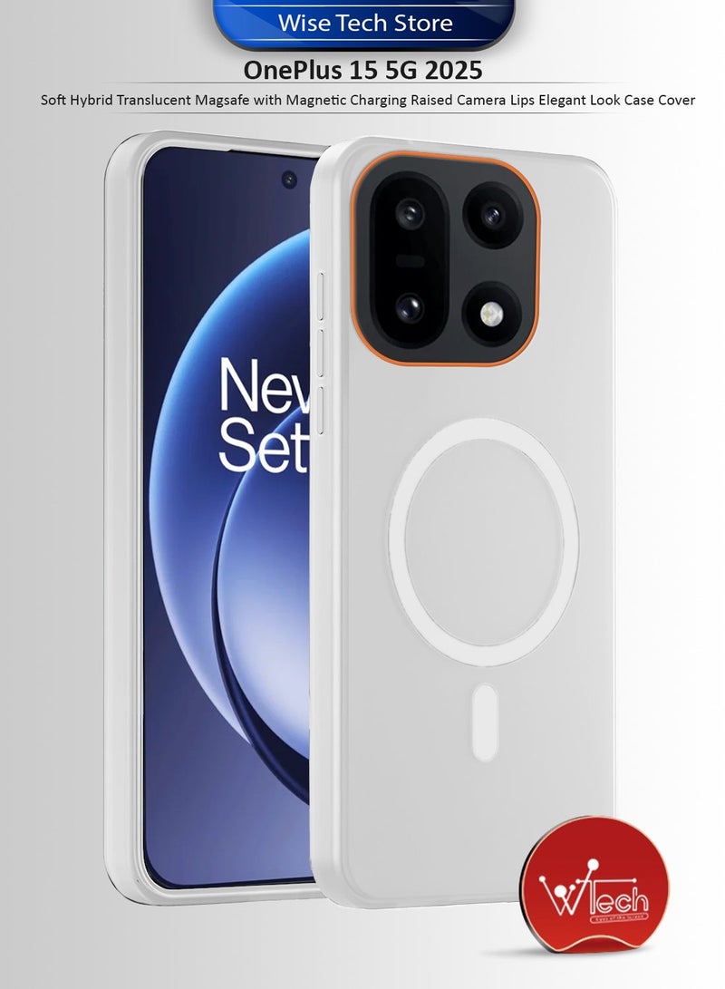 Wtech OnePlus 15 5G 2025 Hybrid Translucent Magsafe with Magnetic Charging Raised Camera Lips Elegant Look Case Cover (MCMPMN) - White - Image 1